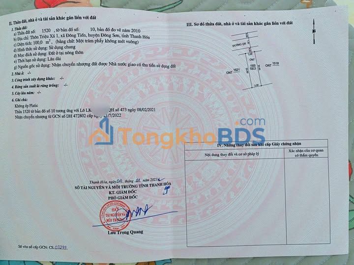 Đất nền Đông Tiến 100m² giá thỏa thuận - Sổ đỏ chính chủ