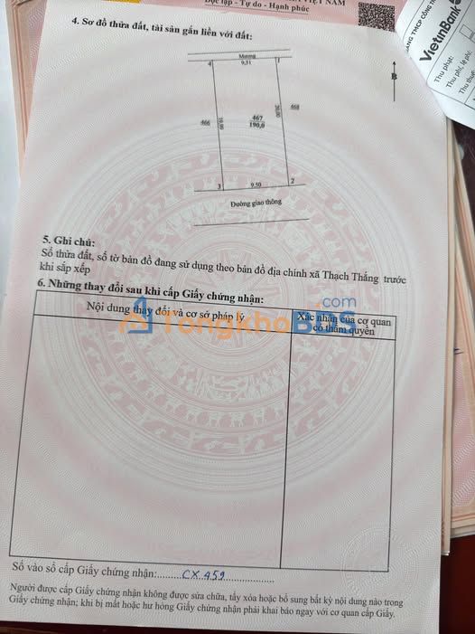 Đất Thạch Thắng Hà Tĩnh 190m² 1.009 tỷ - Sổ đỏ