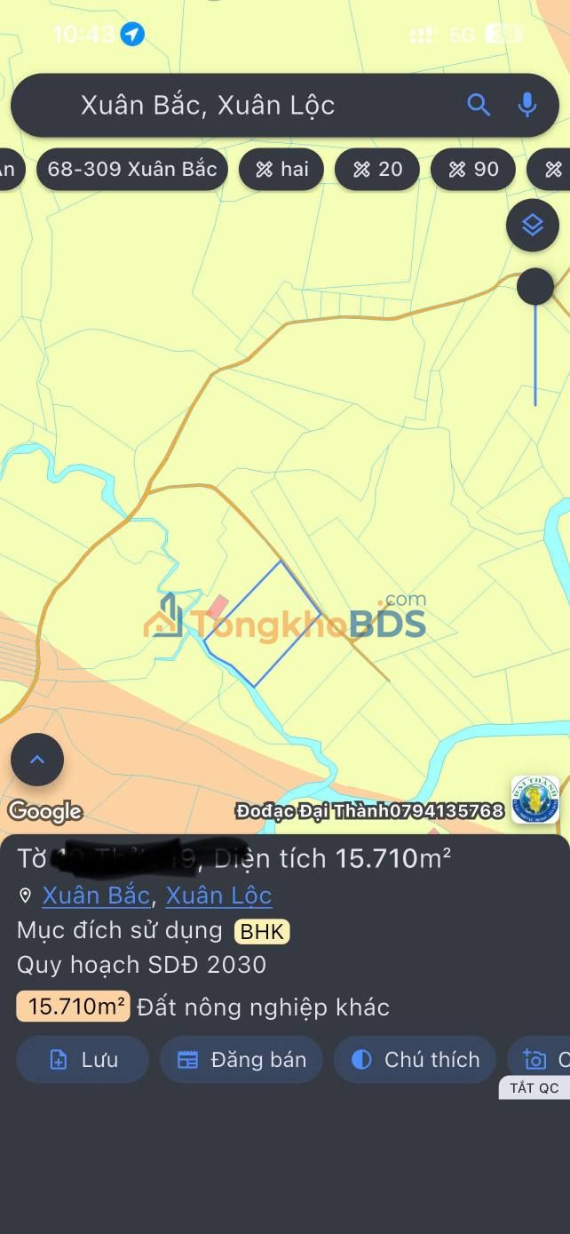 Đất nền Xuân Bắc Xuân Lộc 1,5ha 10,4 tỷ - Pháp lý rõ ràng