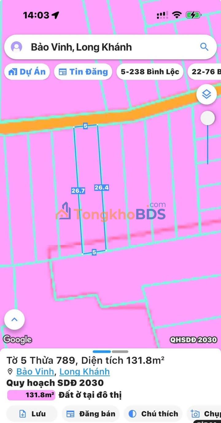 Đất nền Long Khánh 133m² 1,35 tỷ - Sổ đỏ chính chủ