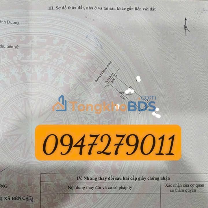 Đất nền Bến Cát 110m² 1.6 tỷ - Sổ đỏ chính chủ