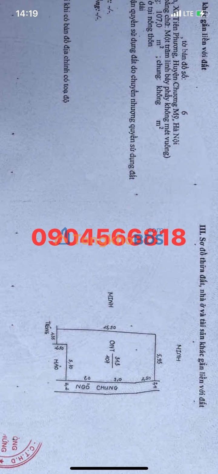 Đất nền QL6 Chương Mỹ 107m² giá 3 tỷ - Sổ đỏ chính chủ