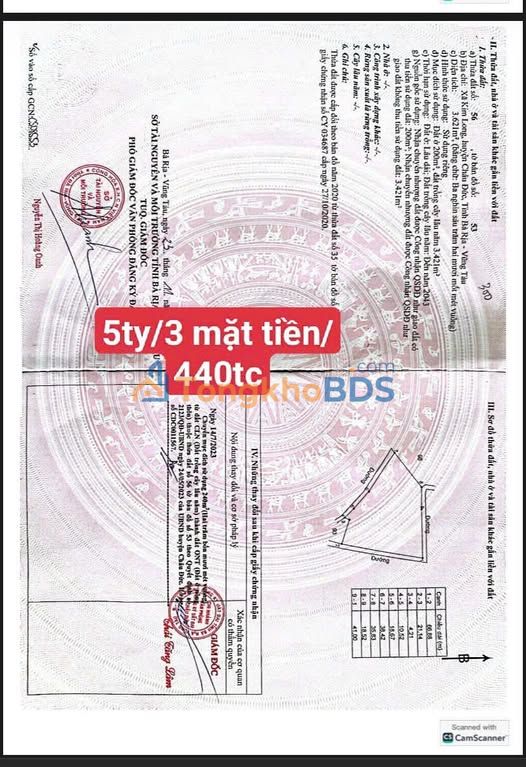 Đất nền Kim Long Châu Đức 3600m² 440 triệu - Đường ô tô rộng