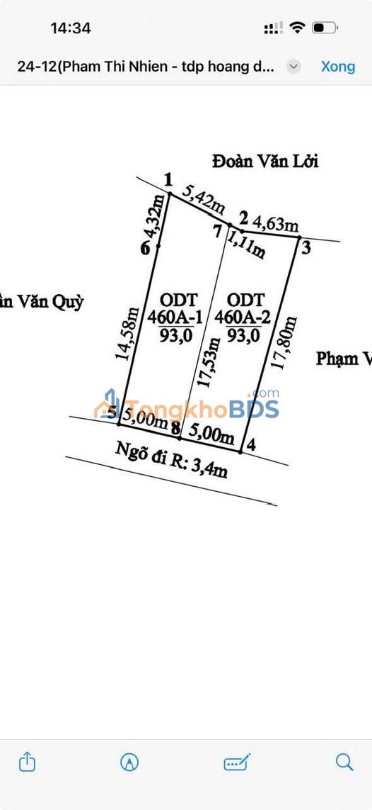 Đất nền TDP 4 Hoàng Động 93m² 1.8 tỷ - Đường to ô tô