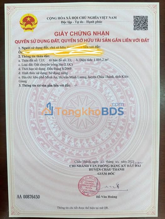 Đất nền Minh Lương Giục Tượng Rạch Giá 3 tỷ - Tiềm năng tăng giá