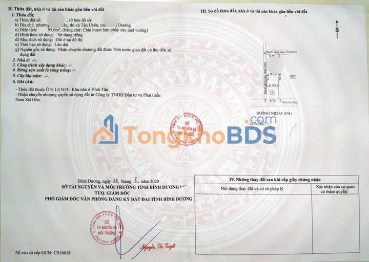 Đất nền Vĩnh Tân Tân Uyên 95m² giá 1.8 tỷ - Giá tốt hiếm có