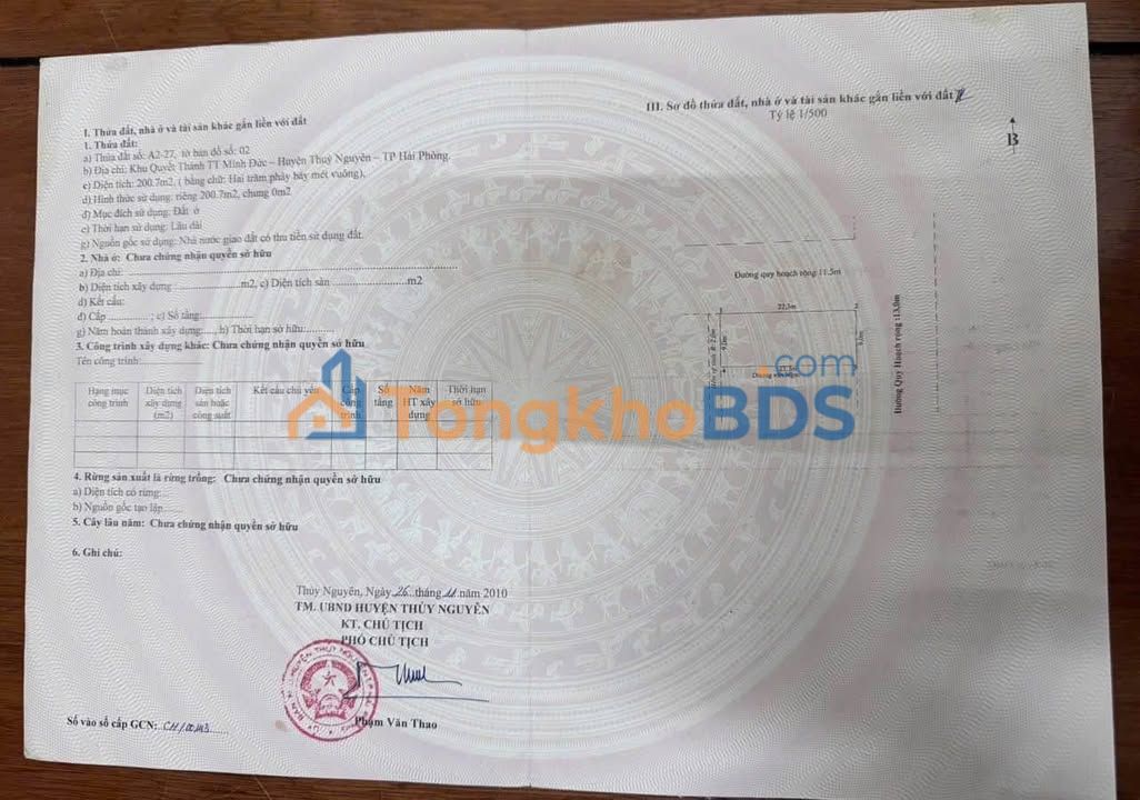 Đất Minh Đức Thủy Nguyên 201m² 2 tỷ - Sổ đỏ chính chủ