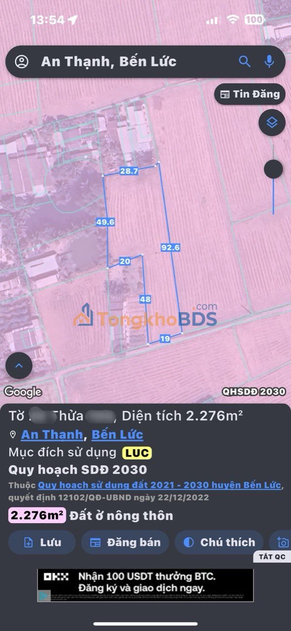 Đất nền An Thạnh Long An 2.276m² 1.15 tỷ - Tiềm năng tăng giá