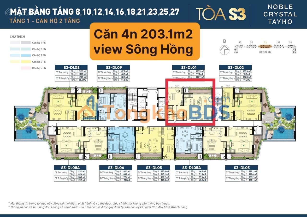 Duplex Noble Crystal Tây Hồ 203m² 38 tỷ - View đẹp