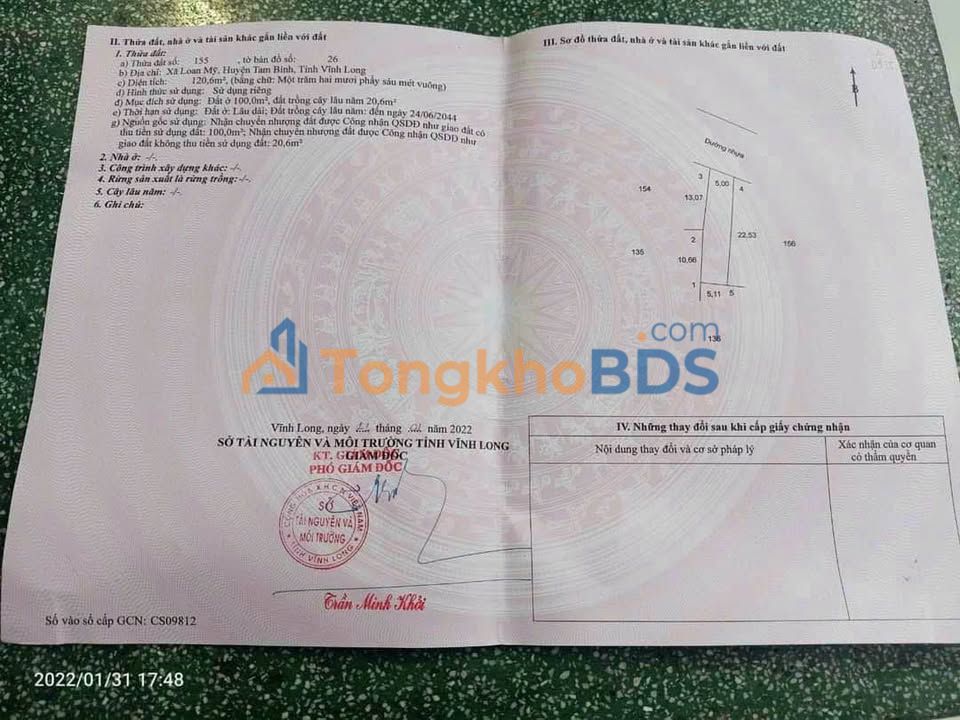 Đất nền Loan Mỹ Tam Bình 115m² 350tr - Sổ đỏ chính chủ