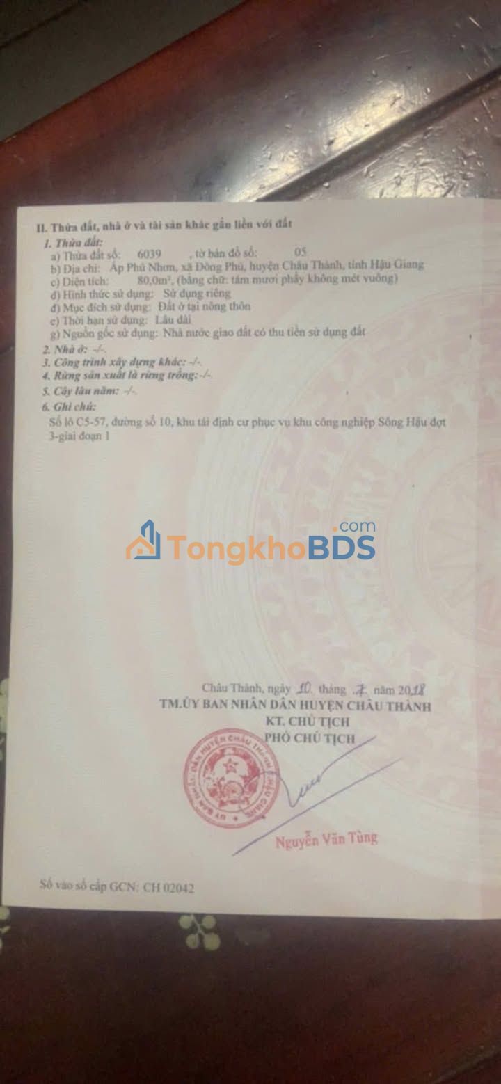 Đất nền Đông Phú Hậu Giang 80m² 1 tỷ - Sổ đỏ chính chủ