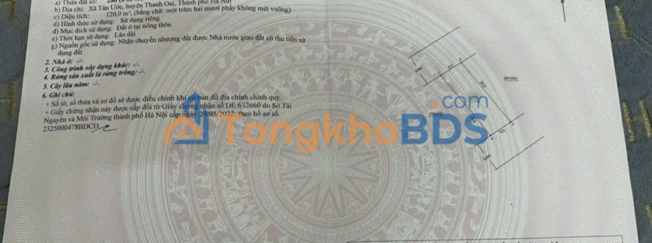 Đất Tri Lễ Thanh Oai 82m² 5,74 tỷ - Đầu tư dài hạn