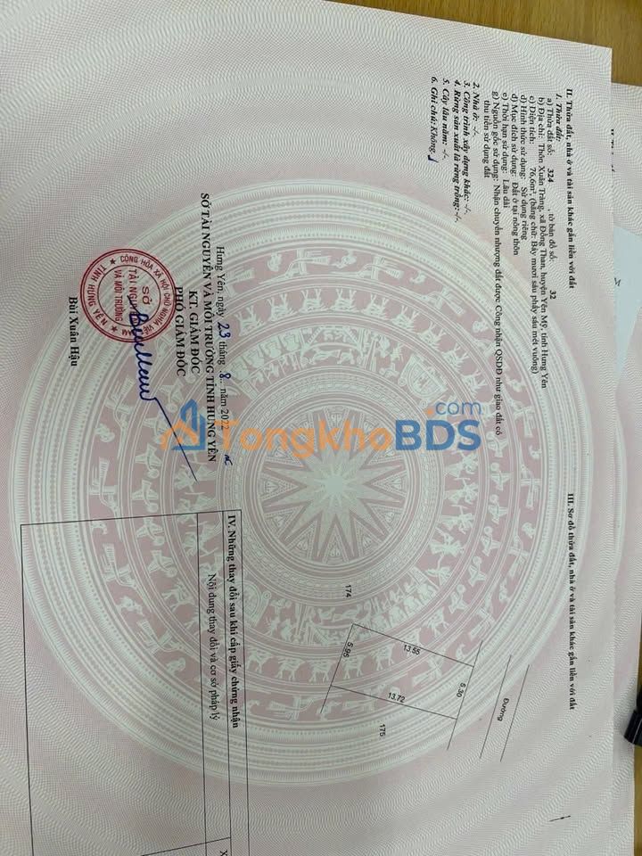 Đất nền Xuân Tràng Yên Mỹ 77m² 1 tỷ - Đường to ô tô