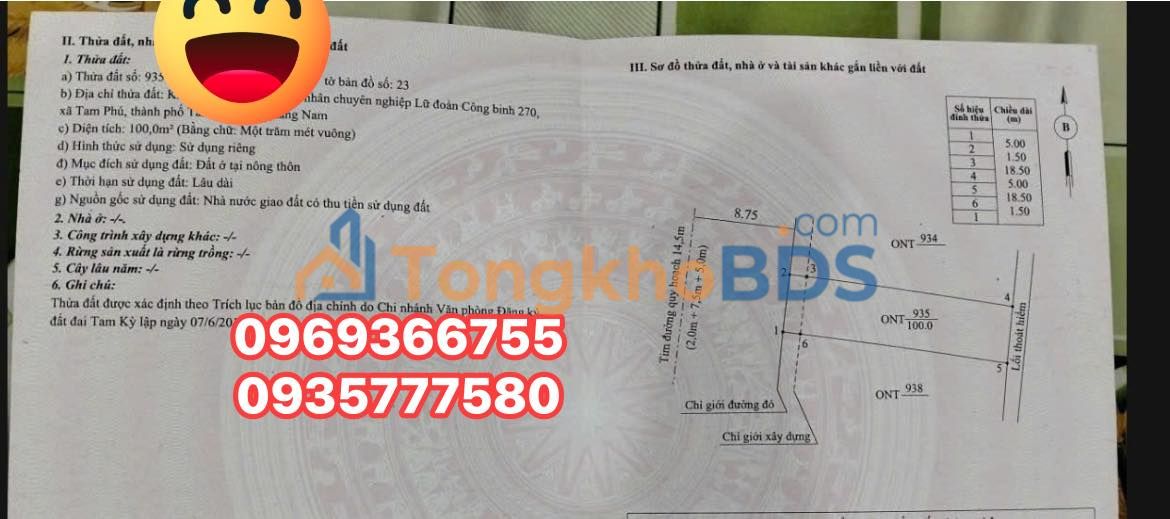 Đất nền Đường Thanh Hóa Điện Bàn 100m² - Sổ đỏ chính chủ