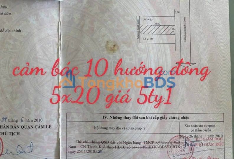 Đất nền Cẩm Bắc 10 Cẩm Lệ 100m² giá 5,1 tỷ - Đường ô tô