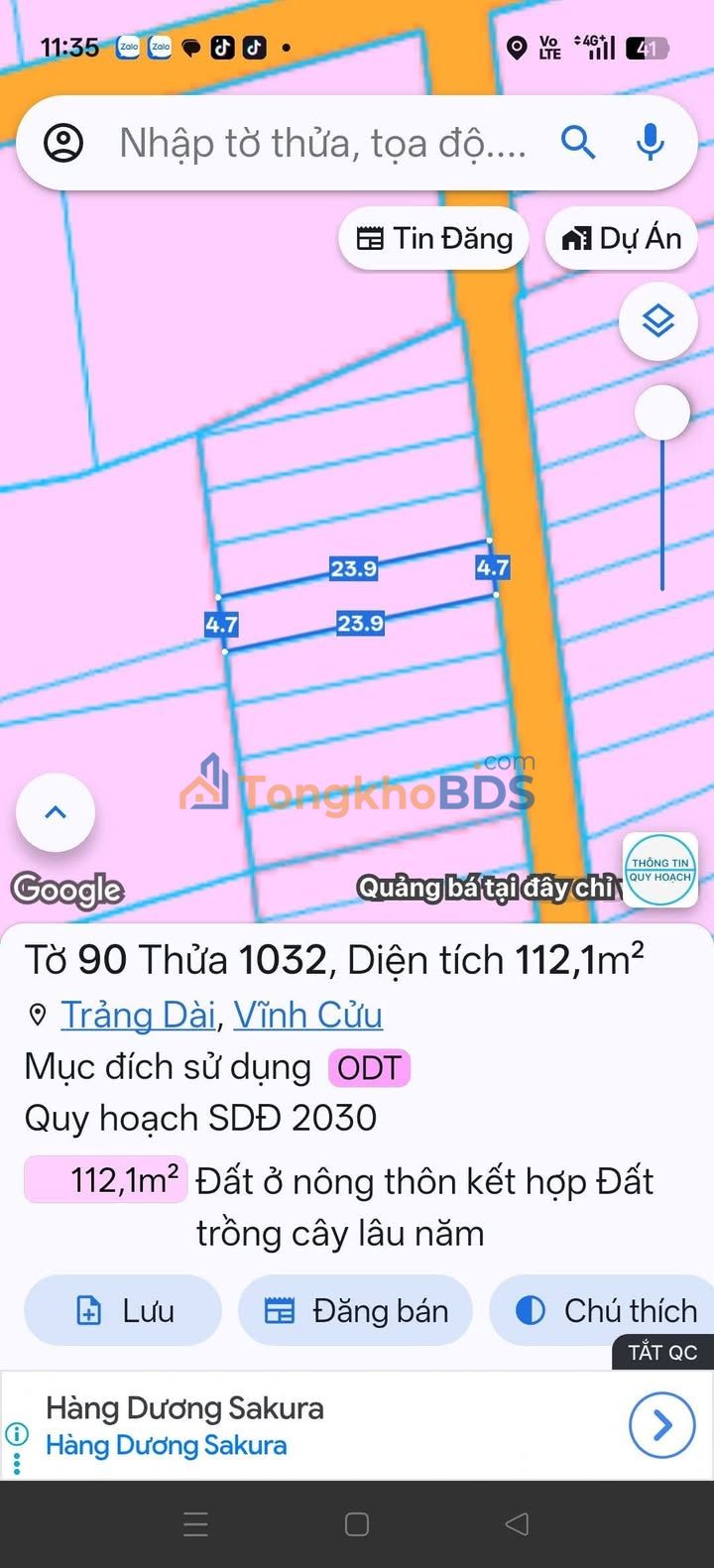 Đất Trảng Dài Biên Hòa 113m² 1.75 tỷ - Thổ cư 100%