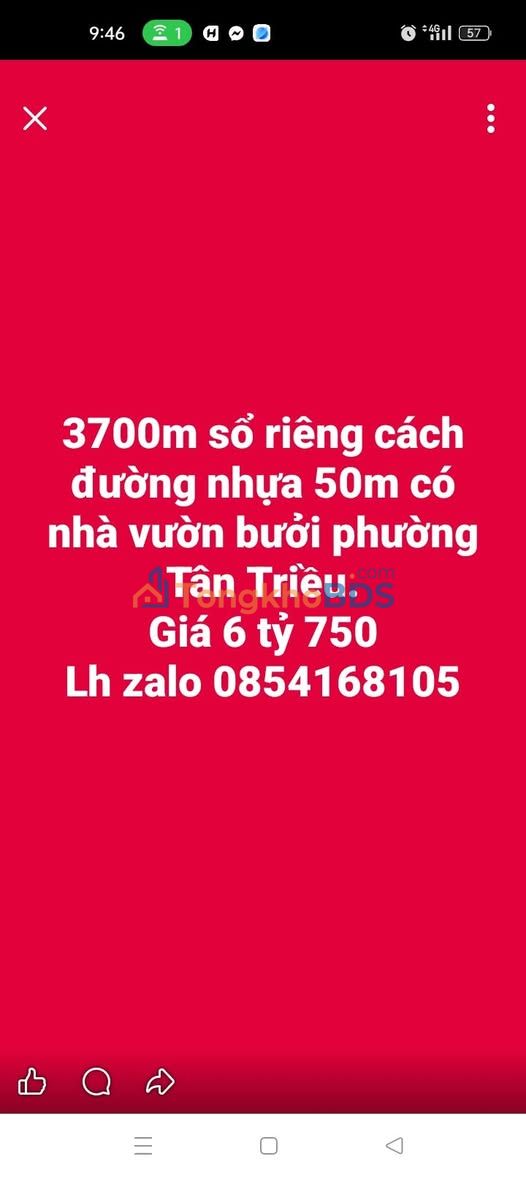Đất vườn Tân Phong Biên Hòa 3.700m² 6.75 tỷ - An yên tĩnh lặng