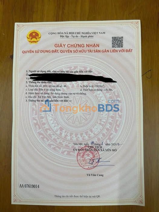 Đất nền Yên Hòa Yên Mô 120m² 2.x tỷ - Đường to ô tô