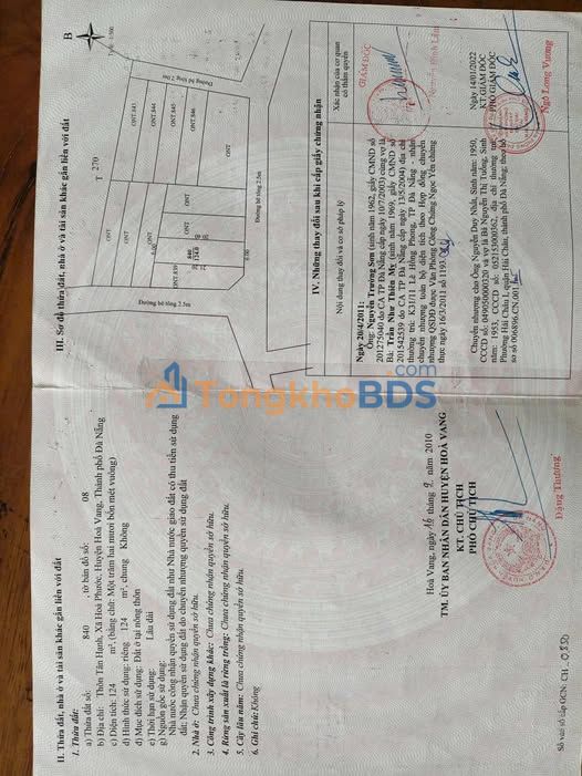 Đất nền Hòa Phước Hòa Vang Đà Nẵng 124m² giá 2 tỷ - Đường to ô tô