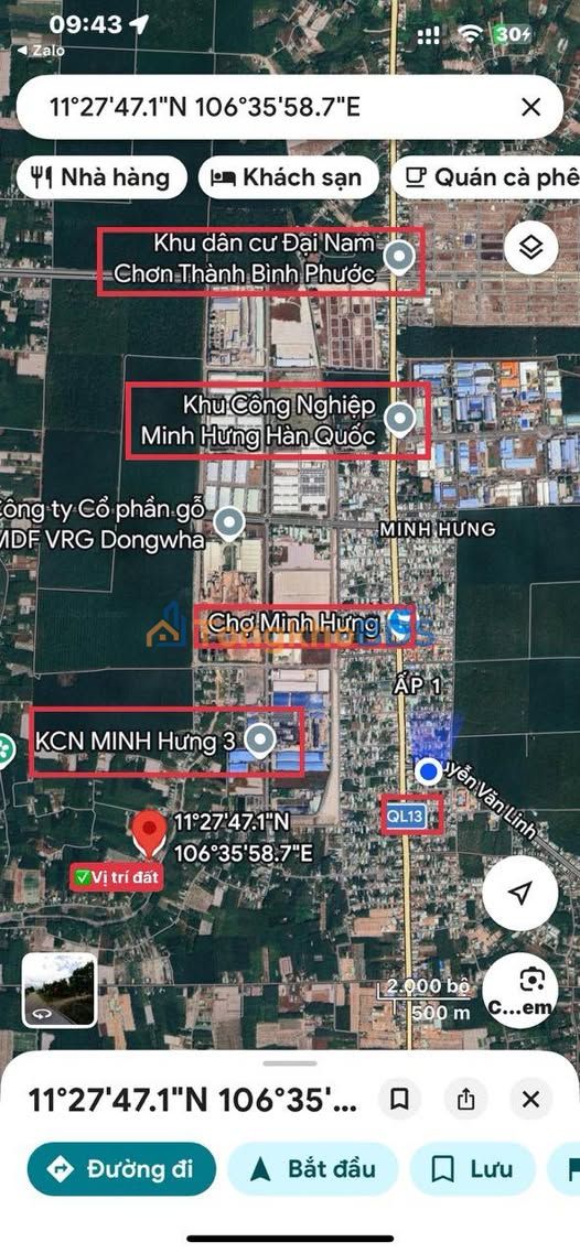 Đất Minh Hưng Chơn Thành 210m² 5xx triệu - Sổ đỏ chính chủ