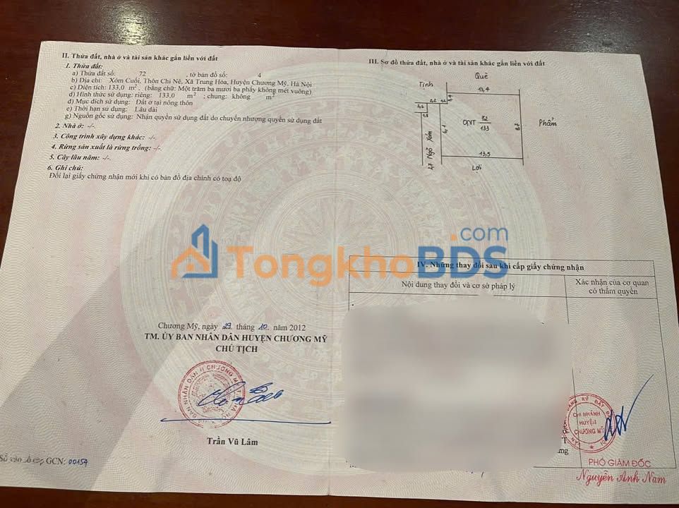 Đất nền Phú Nghĩa Hà Nội 133m² 1 tỷ - Sổ đỏ chính chủ