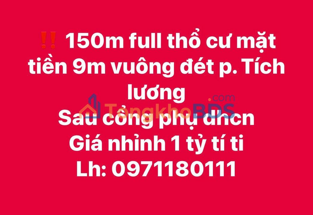 Đất nền Phường Tích Lương 150m² 1.1 tỷ - Sổ đỏ chính chủ
