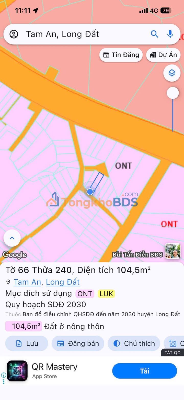 Đất nền TL44B Long Điền 105m² 1.25 tỷ - Sổ đỏ chính chủ