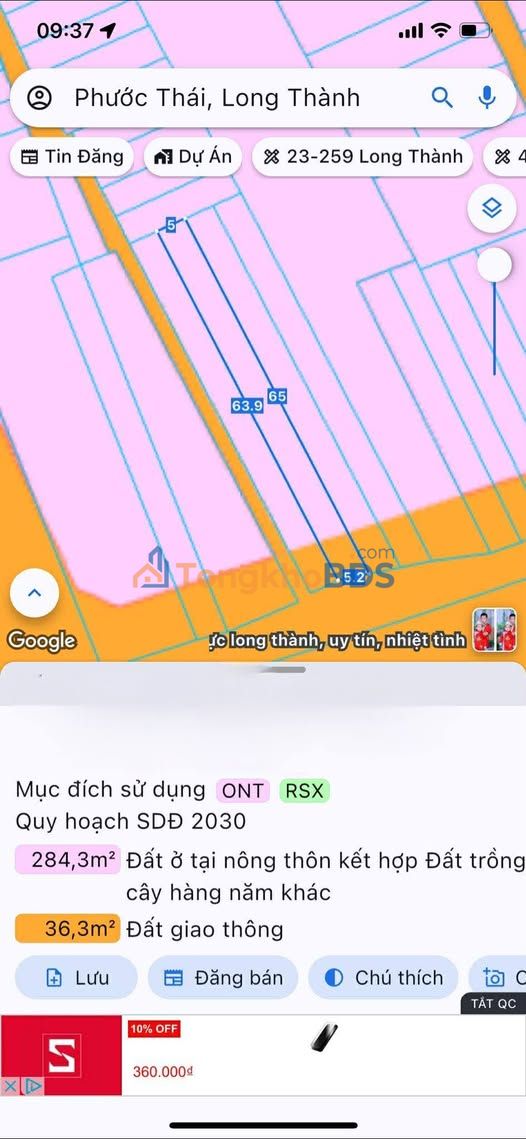 Đất nền Phước Bình 343m² 4 tỷ - Xây dựng tự do