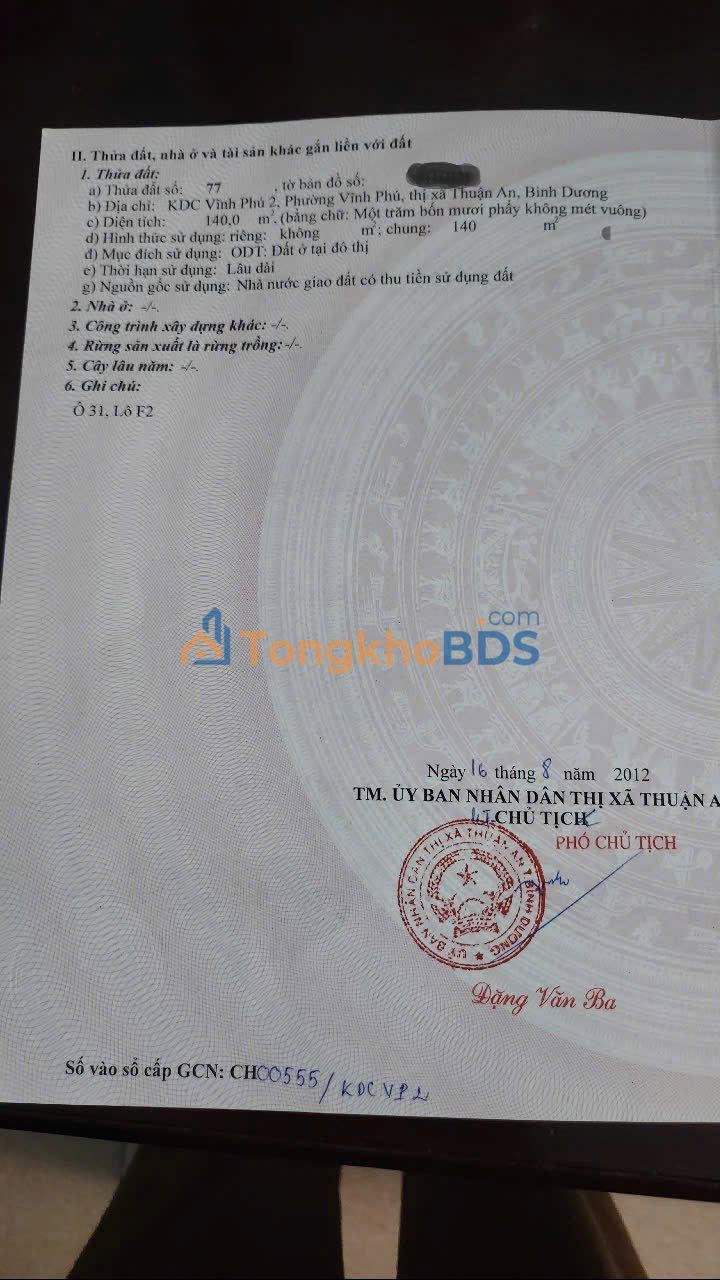 Đất Bình Hòa Thuận An 140m² 6.8 tỷ - Thổ cư 100% sổ đỏ bán gấp