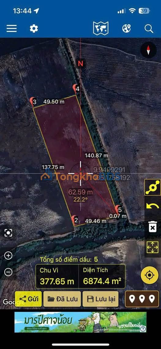 Đất ruộng Giục Tượng 6866m² 100 triệu/1.000m - Tiềm năng tăng giá