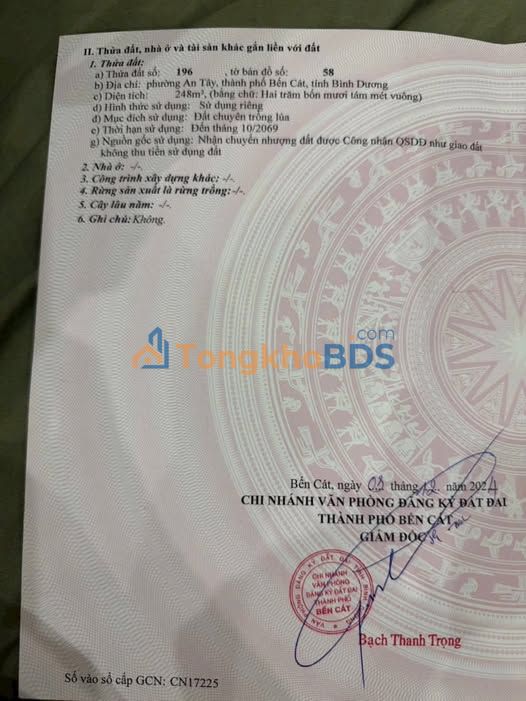 Đất nền An Tây Bến Cát 250m² 390 triệu - Sổ đỏ chính chủ
