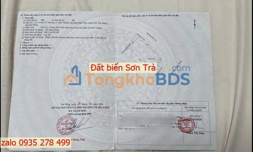 Đất nền Sơn Trà Lý Đạo Thành 162m² 17 tỷ – Sổ đỏ chính chủ