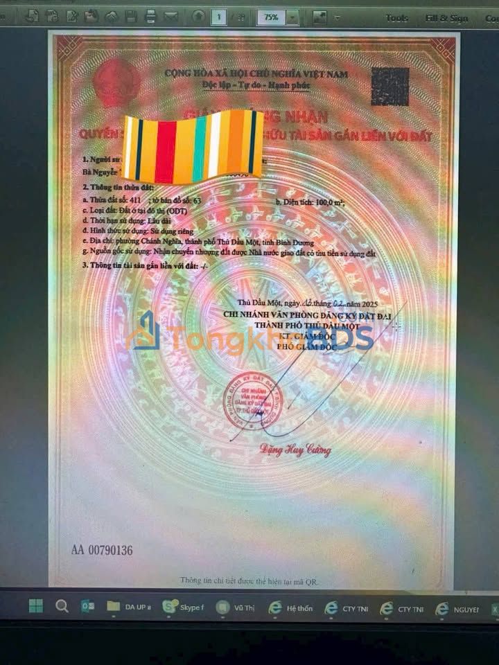 Đất nền Chánh Nghĩa Thủ Dầu Một 100m² 1.2 tỷ - Đất thổ cư 100%