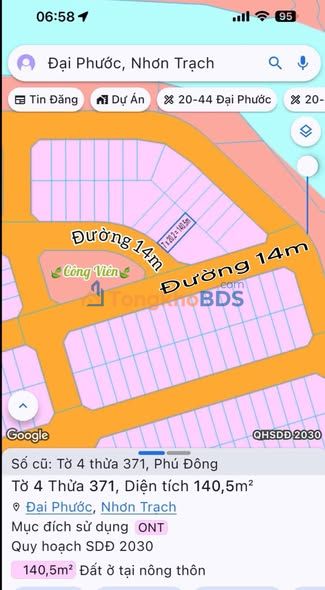 Đất nền Đại Phước 140,5m² 5 tỷ - Xây dựng tự do