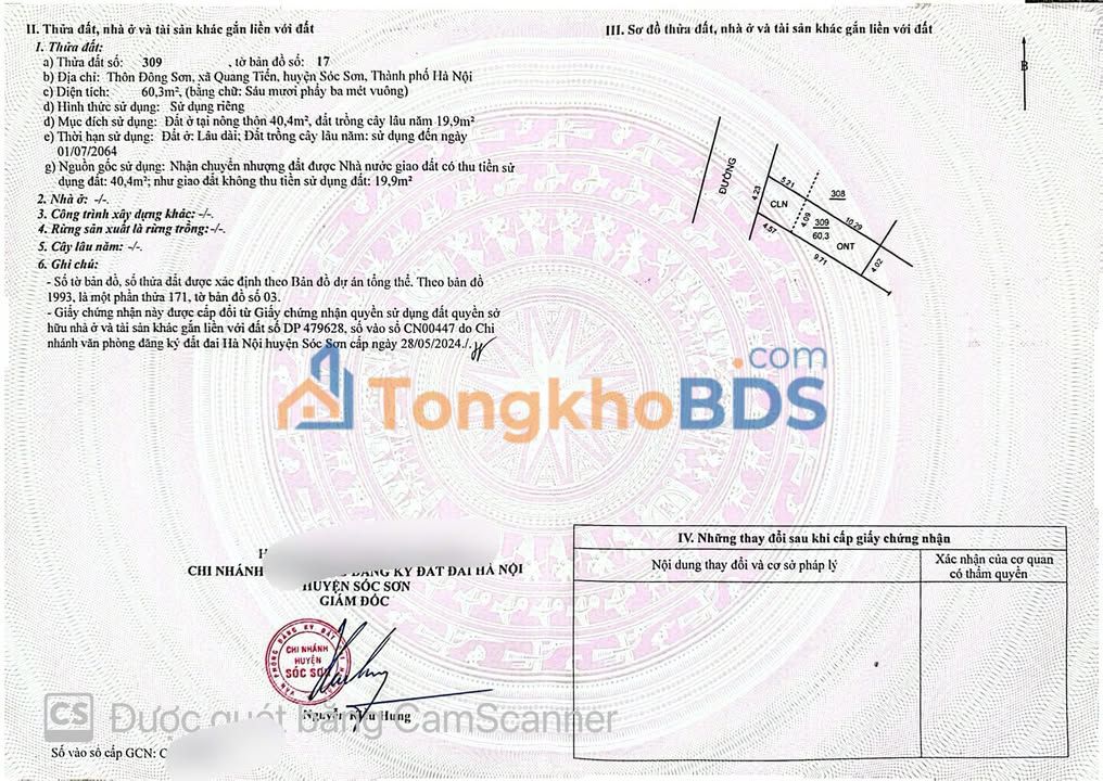 Đất nền Đông Sơn Sóc Sơn 60,3m² 2 tỷ - Sổ đỏ chính chủ