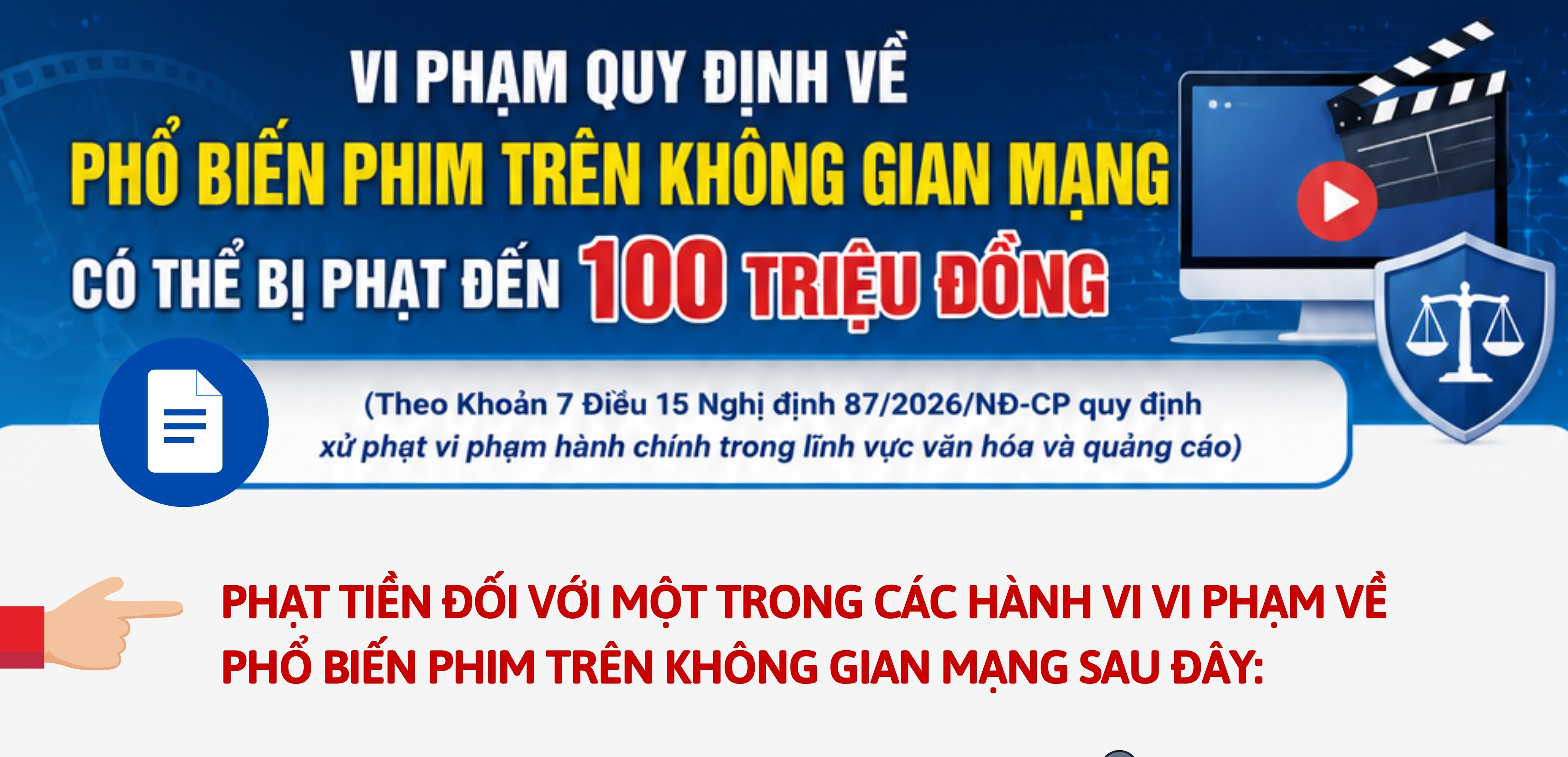 Vi phạm quy định về phổ biến phim trên không gian mạng có thể bị phạt đến 100 triệu đồng