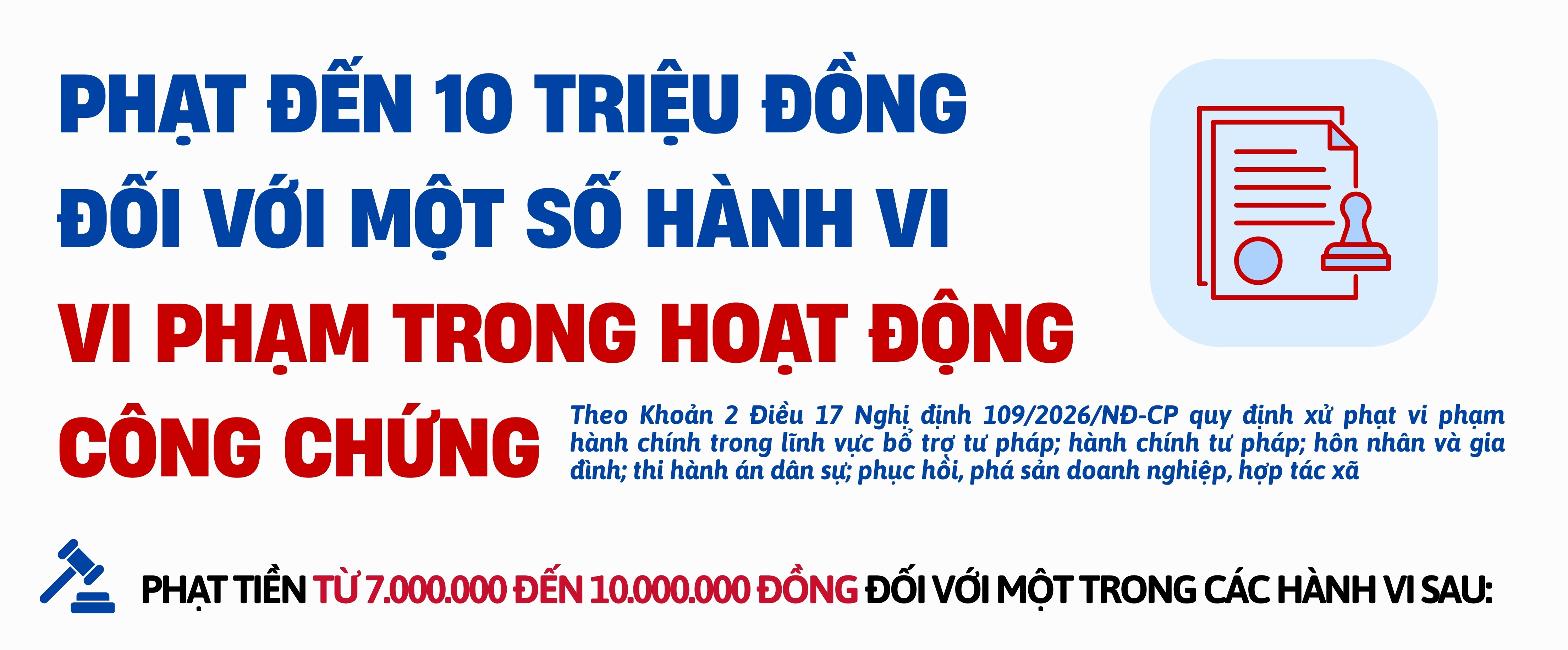 Phạt đến 10 triệu đồng đối với một số hành vi vi phạm trong hoạt động công chứng